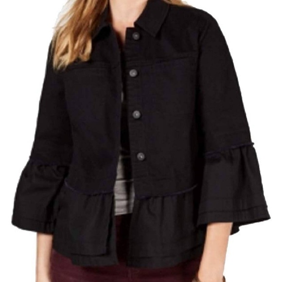 Style & Co Ruffled Denim Jacket - Picture 2 of 7